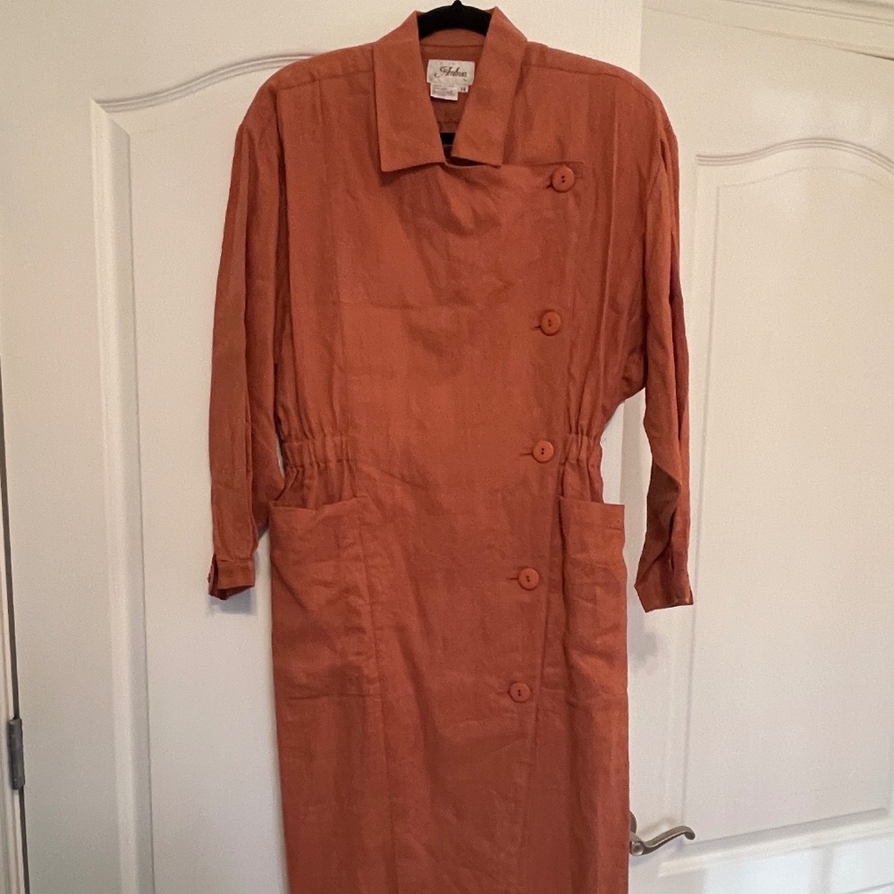 Ambria Dress Linen Size 14 80's